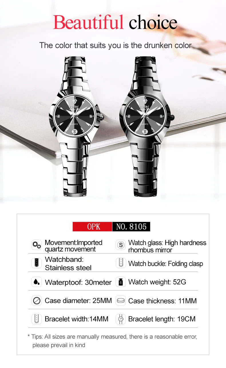 OPK 8105 Women's Watches Luxury  Original Wristwatch for Girl Waterproof Luminous Ladies Watch Fashionable Zircon Scale Date
