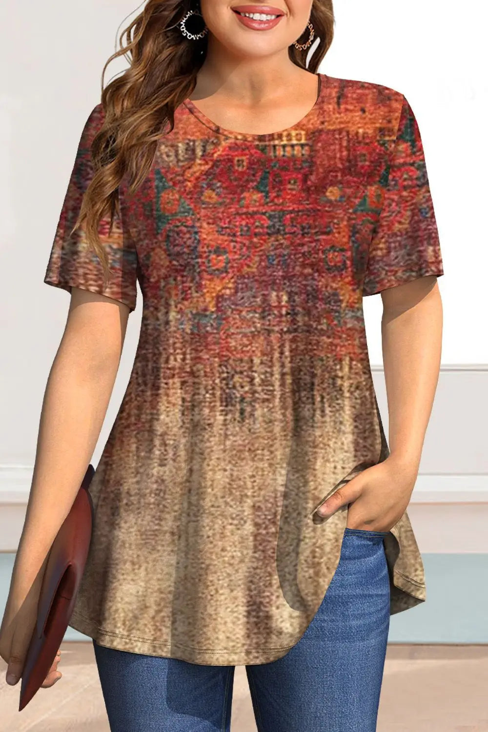Vintage O Neck T Shirt for Women New Women's Clothes Loose Casual Short Sleeve Tee Shirt Fashion Simple Women's T-Shirt Pullover