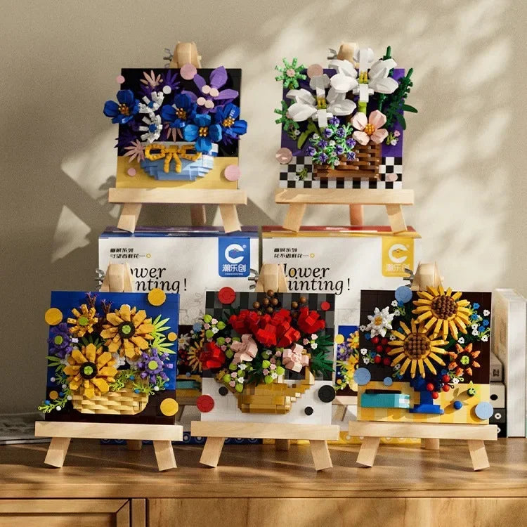 Building block picture frame New Exhibition Frame Bouquet series  building children's assembly toys