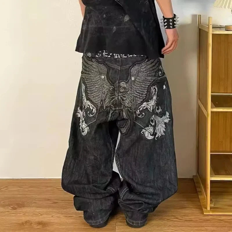 Street Y2K New Fashion Straight Loose Jeans Women Harajuku Casual Joker Low Waist Slim Mopping Wide-leg Pants Couple Punk Jeans