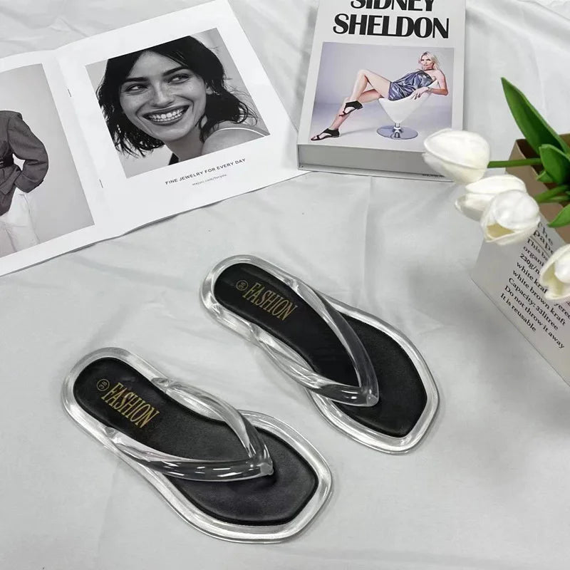 Women's Summer Candy Color Flip Flops Fashion All Match Outdoor Casual Flat Slippers Ladies Soft Soled Beach Sandal Women Slides