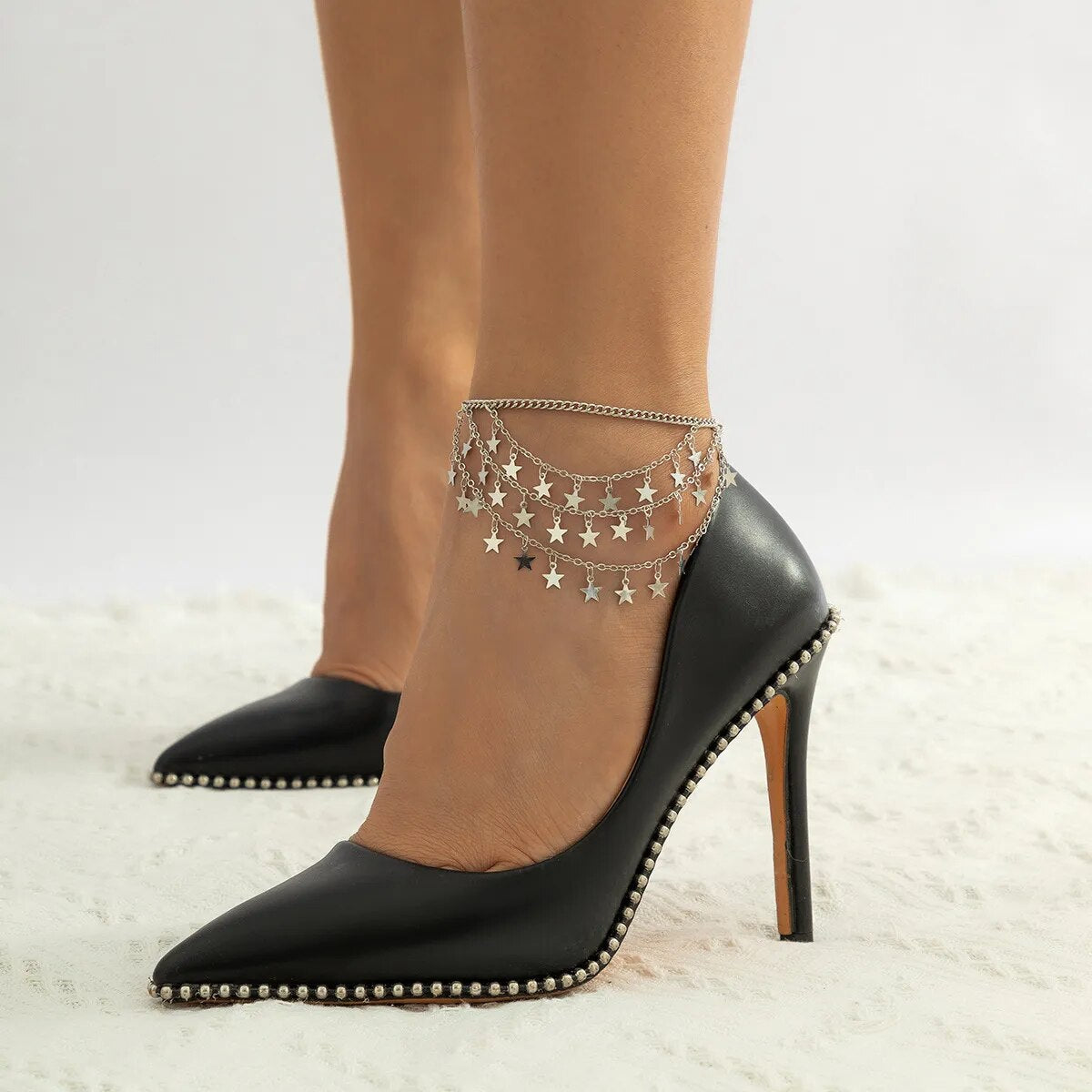 New 1 PC Multilayer Link Chain Tassel Anklets for Women Bracelet on the Leg Decoration on Foot Sandals Beach Accessories