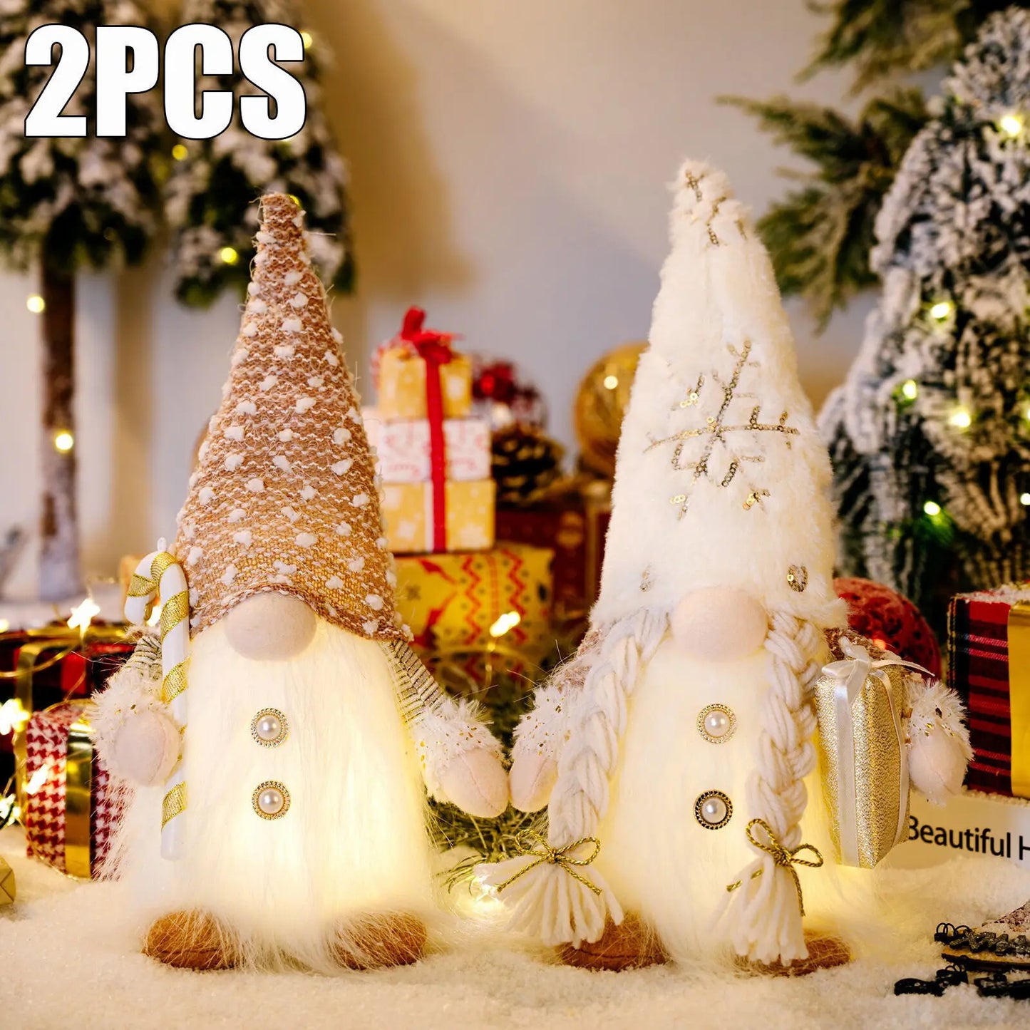 30CM Glowing Knitted Gnome Doll with Led Night Light Christmas Decorations 2024 Home Xmas Tree Decor Navidad New Year 2025 Gift