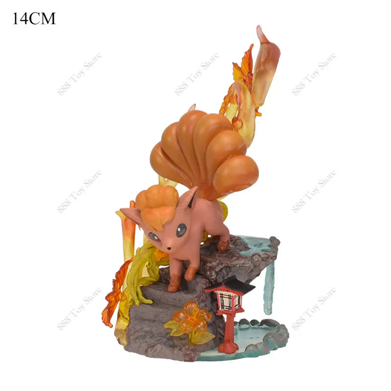 Anime Pokemon Figures Squirtle Charizard Bulbasaur Charmander Vulpix Special Effects Scene Version PVC Action Figure Model Toys