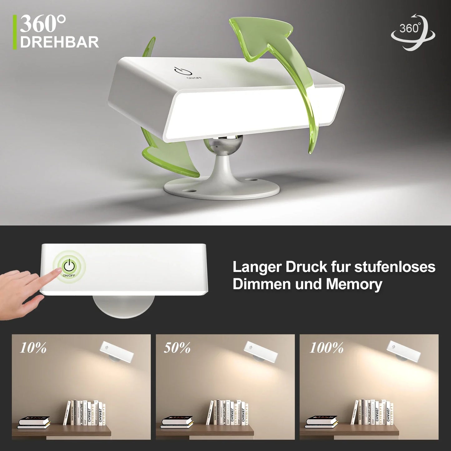Led Wall Lights With 360 Rotation Dimmable Wall Sconce Magnetic For Mount Light Book Table Lamp Christmas Room Decoration