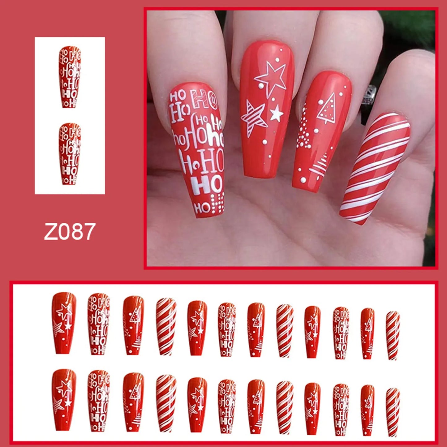 Christmas Pattern Press-on Nails Ultra-flexible Long Lasting Fake Nails for Nail Decoration Nail Art