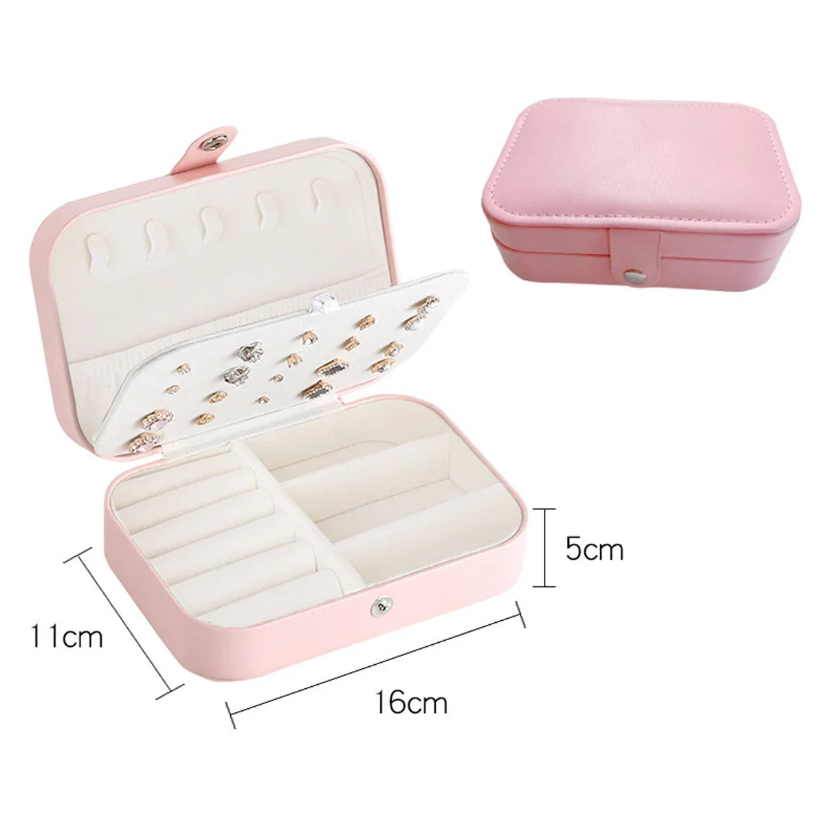 1PC Storage Box PU Jewelry  Anti-oxidation Necklace Ear Ring Ear Stud Pendant Jewelry Box Large Capacity Portable Jewelry Box