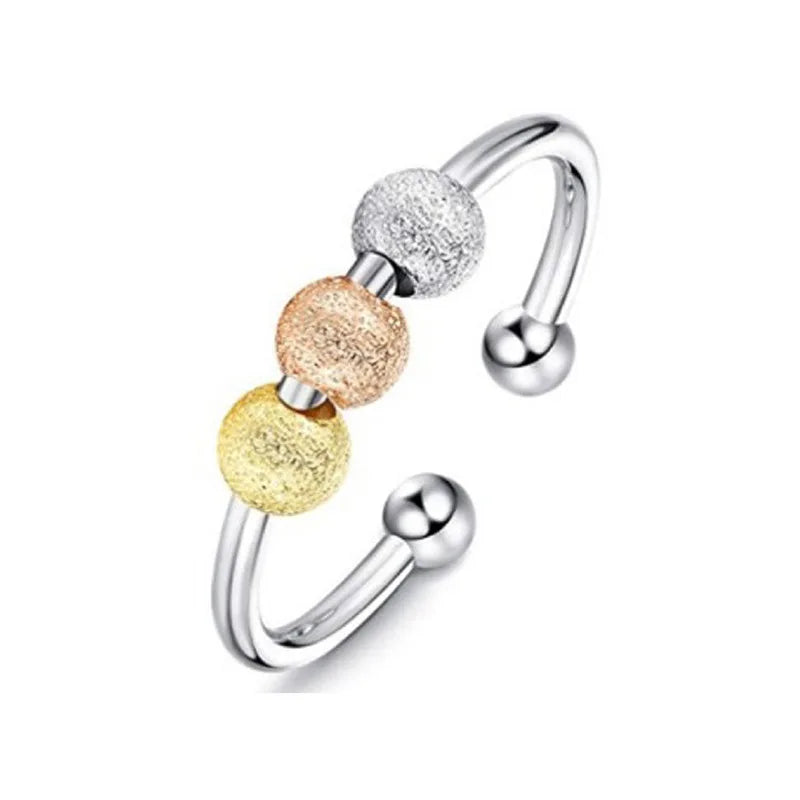 New Fidget Beads Rings for Women Men Rotate Freely Anti-stress Anxiety Ring Worry Stress Relief Jewelry Adjustable Stacking Ring