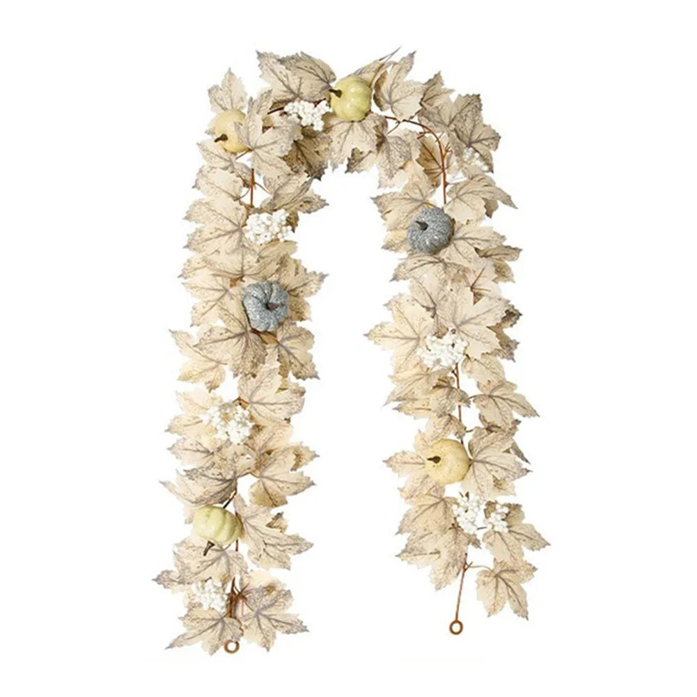Farmhouse Fall Maples Leaf Garland Artificial Foliage Pumpkin Berry Garland Autumn Hanging Vine Garland Thanksgiving Decor