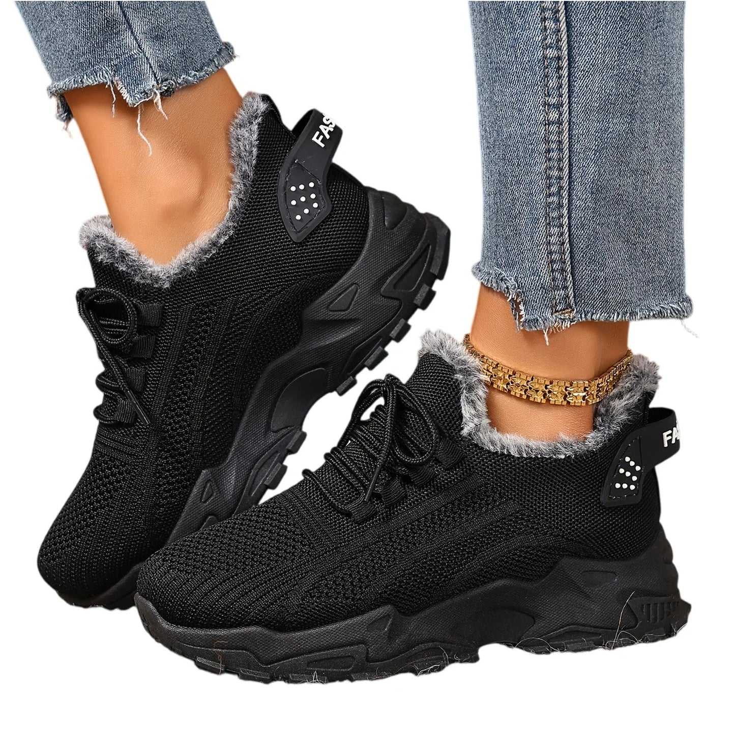 Women's Winter Warm Sports Shoes Non Slip Soles Suitable for Cold Weather Outdoor Walking Sports Shoes Ladies Sneakers