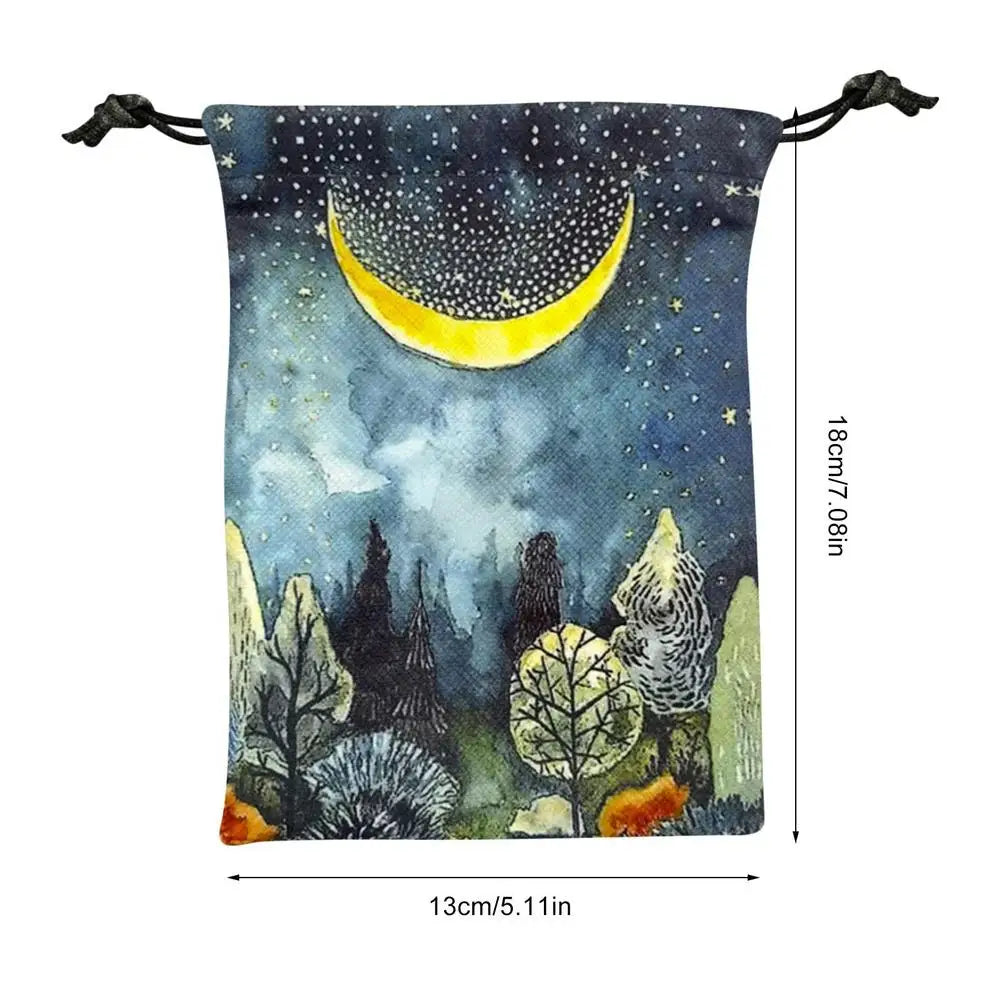 Printed Velvet Tarot Carods Storage Bag Oracle Card Witch Divination Accessories Board Games Mini Drawstring Package