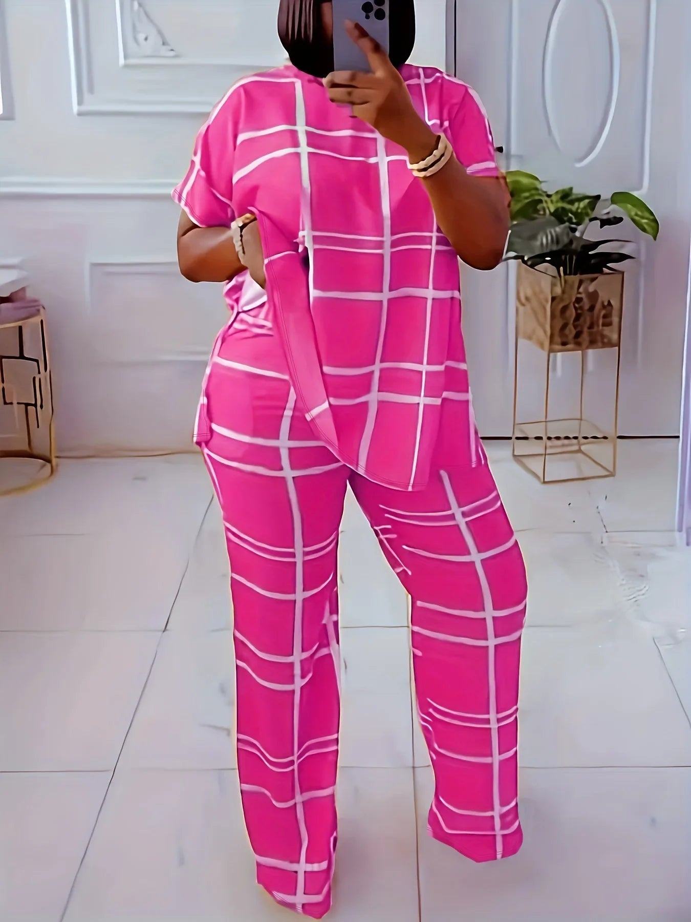 Short Sleeve 2 Piece Women Sets 2025 Spring Summer Matching Sets Stripe Print Two Pieces Sets Top Pants Suits Outfits Clothing