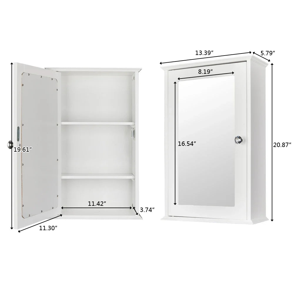 Single Door Mirror Indoor Bathroom Wall Mounted Cabinet.