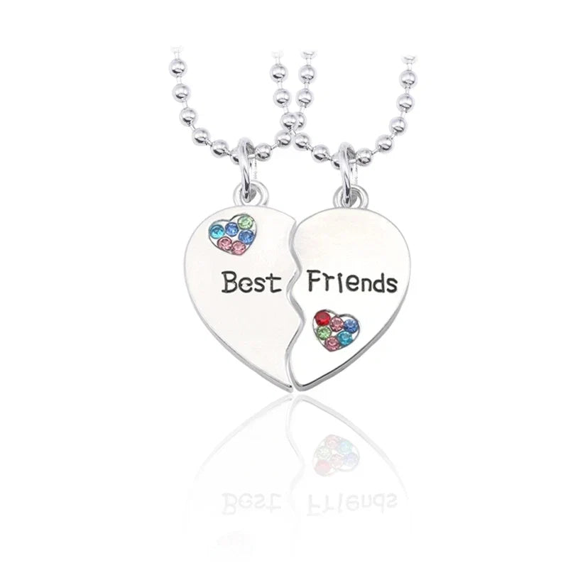 2pcs/set Splicing Necklace Heartbroken Pendant Necklace Men and Women