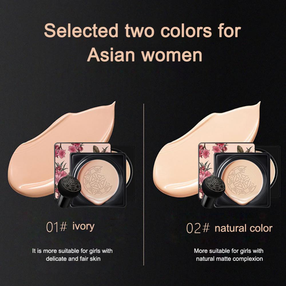 BB Air Cushion Foundation Mushroom Head CC Cream Concealer Whitening Makeup Cosmetic Waterproof Brighten Face Base Tone Makeup