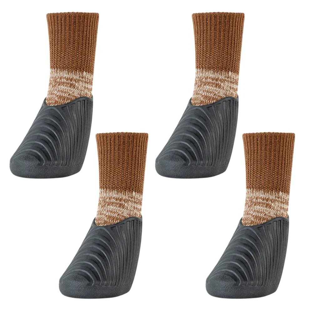 4PCS Dog Shoes Waterproof Fall Winter Pet Snow Boots Puppy Sock Shoes with Antislip Sole Soft Comfortable Dog Paw Protector