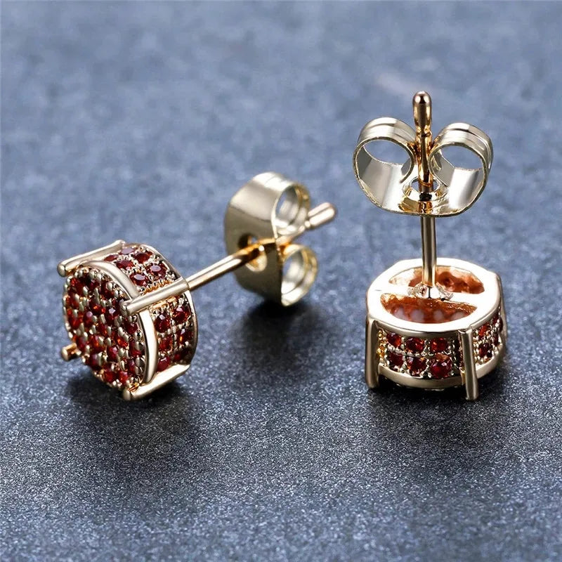 Female Austrian Crystal Round Earring White Gold, Yellow Gold, Color White Zircon For Women Jewelry.