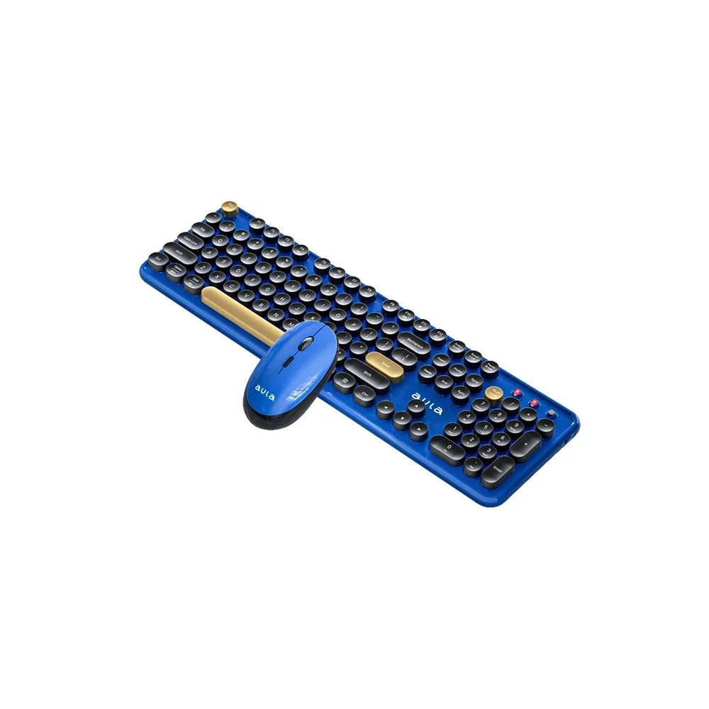 AULA AC306 Wireless Keyboard and Mouse  Combo Retro Round Key Cap Full-size 104-key Laptop for Office Entertainment