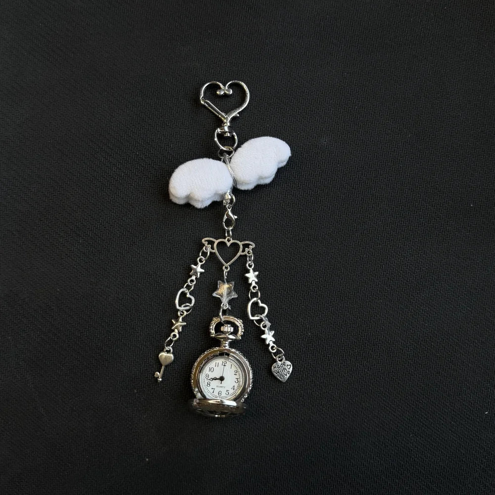 Original Hollow Heart Pocket Watch Chain Keychain Design Steampunk Clock Vintage Necklace Pendant Jewelry Watch Men Women Gift