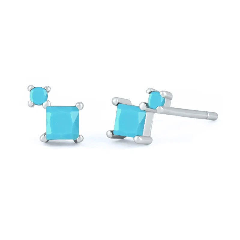 925 Sterling Silver Needle Small Geometry Triangle Crystal Stud Earring for Woman Lovers' Couples Bling Simple Piercing Earrings