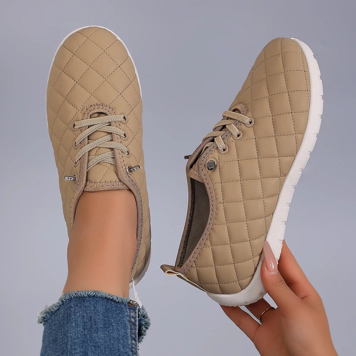 Spring new women's sports shoes, fashionable, breathable, lightweight, non-slip, wear-resistant, casual sports shoes, flat shoes