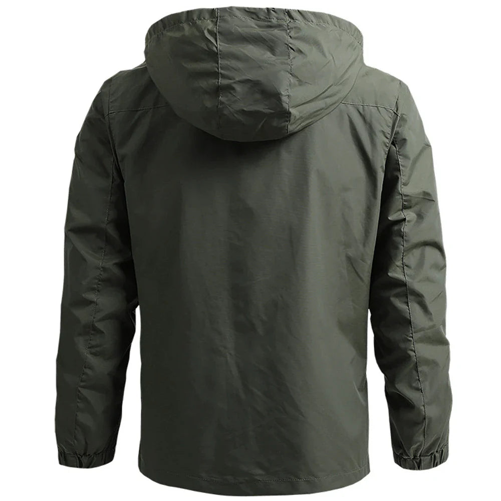 Windbreaker Men Tactical Jacket Waterproof Hooded Coat Size S-5XL