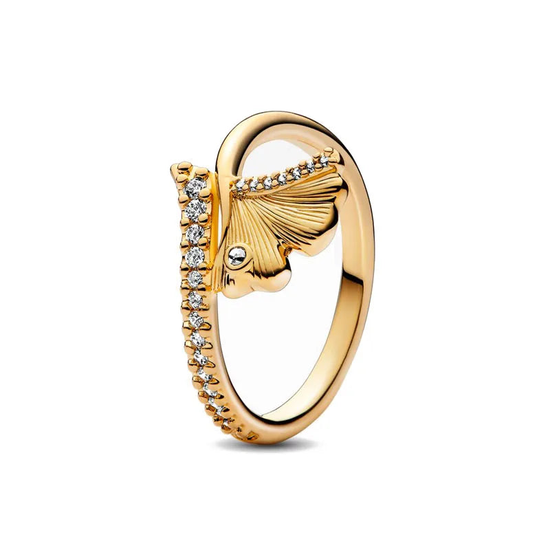 Gold Color Sun Heart Bow Size 6 7 8 9 Ring Rings for Trenday Women