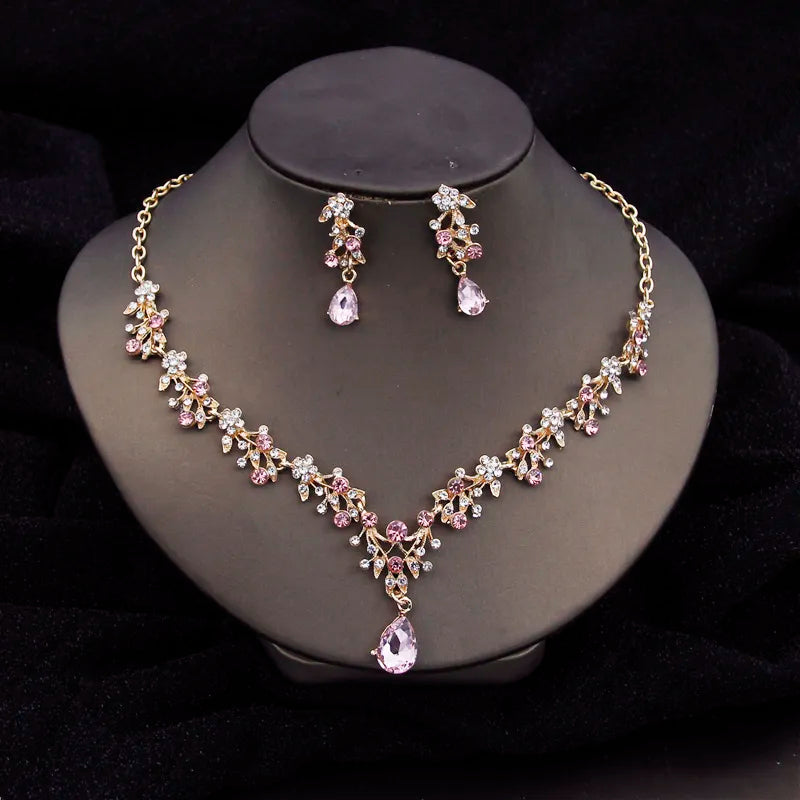 Baroque Tiaras Bridal Jewelry Sets Luxury Crown Earrings Choker Necklace Set Women Wedding Dress Bride Jewelry Set Accessory