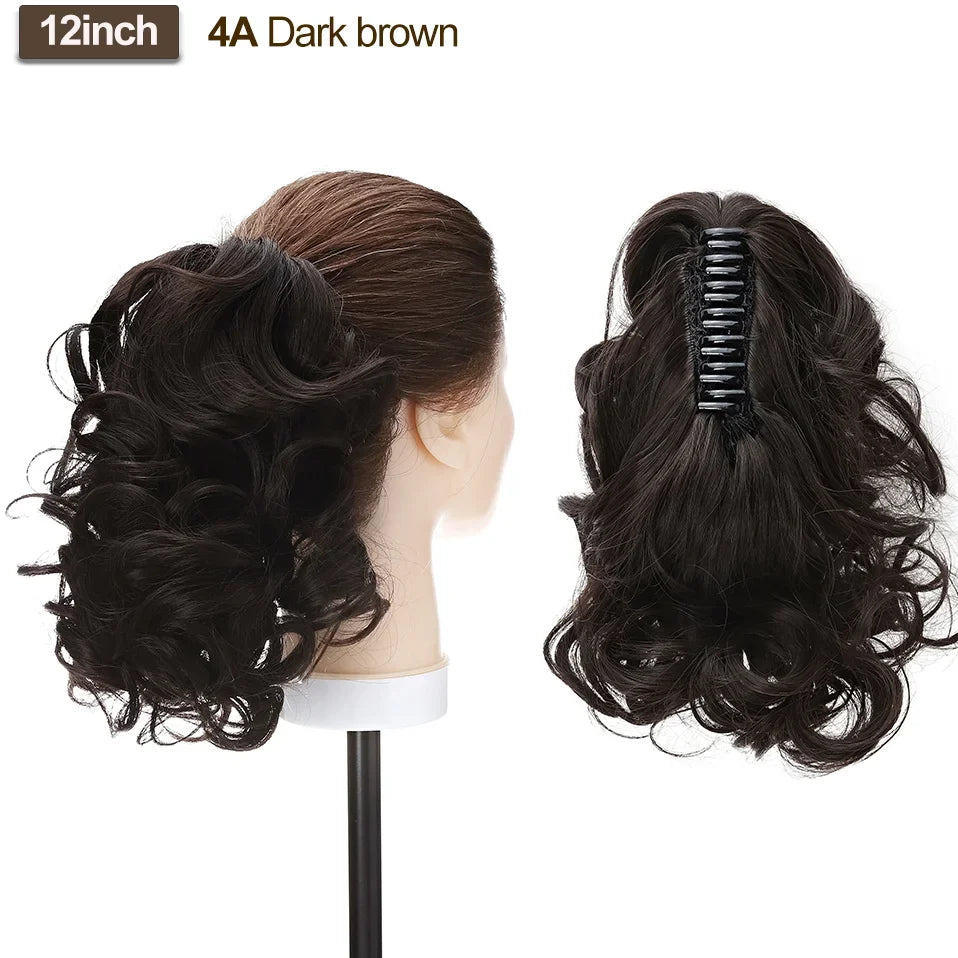 BENEHAIR Fake Ponytail Claw On Ponytail Long Wavy Clip In Hair Extension Hair Synthetic Hairpiece For Women Pony Tail Fake Hair