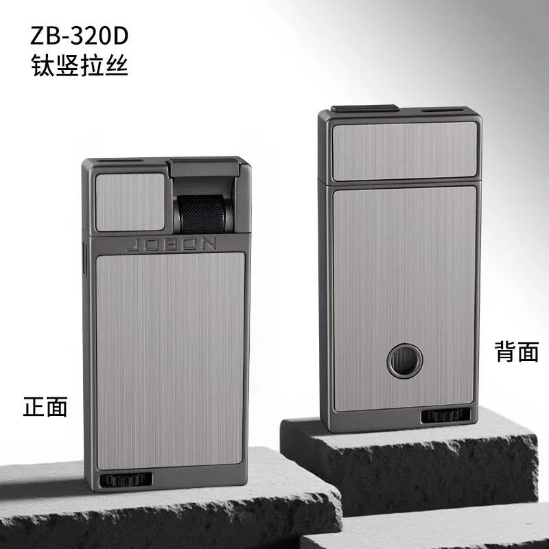 Jobon Upgraded Luxury Press Ignition Gas Lighter - Zinc Alloy Windproof Lighter Blue Jet Flame Cigar Lighter Men's Gift