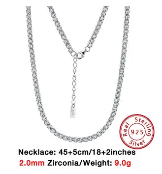 ORSA JEWELS Bling Zircon Tennis Necklace 925 Sterling Silver Italian Handmade Iced Out CZ Tennis Chain Jewelry For Men Women SSC