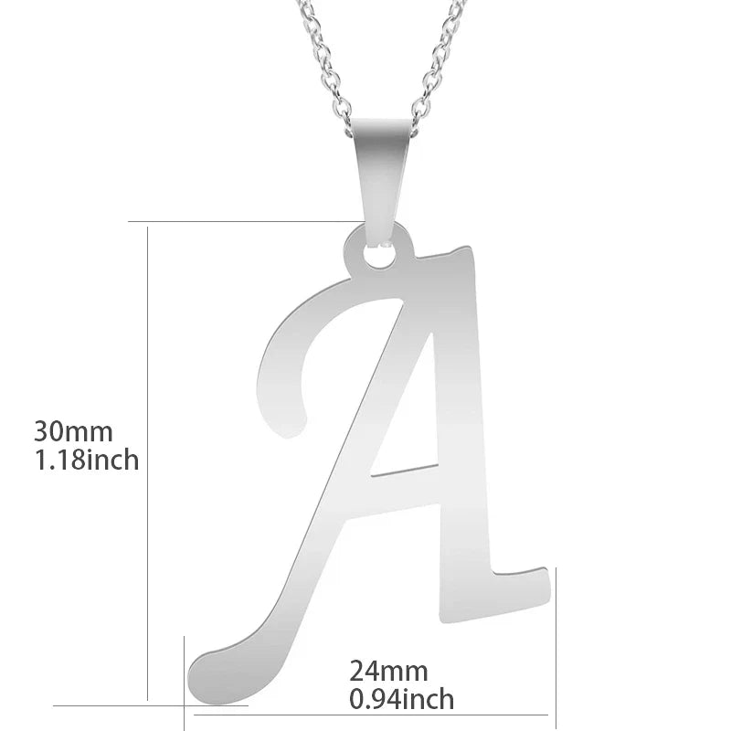 26 Letters Necklace Stainless Steel Initial Necklaces Pendant Big