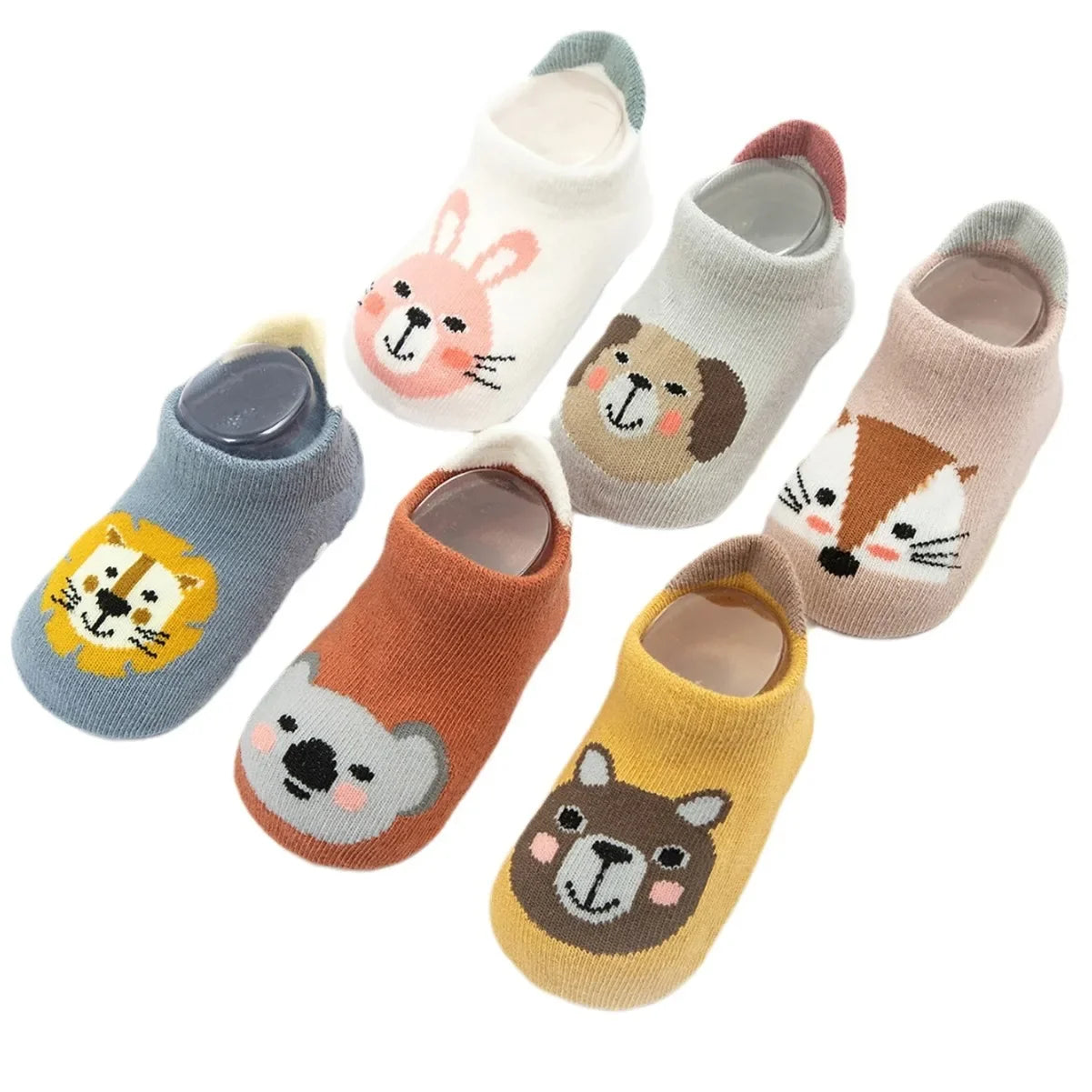 6 Pairs/lot Cotton Baby Anti-Slip Boat Socks for Boys Girls Low Cut