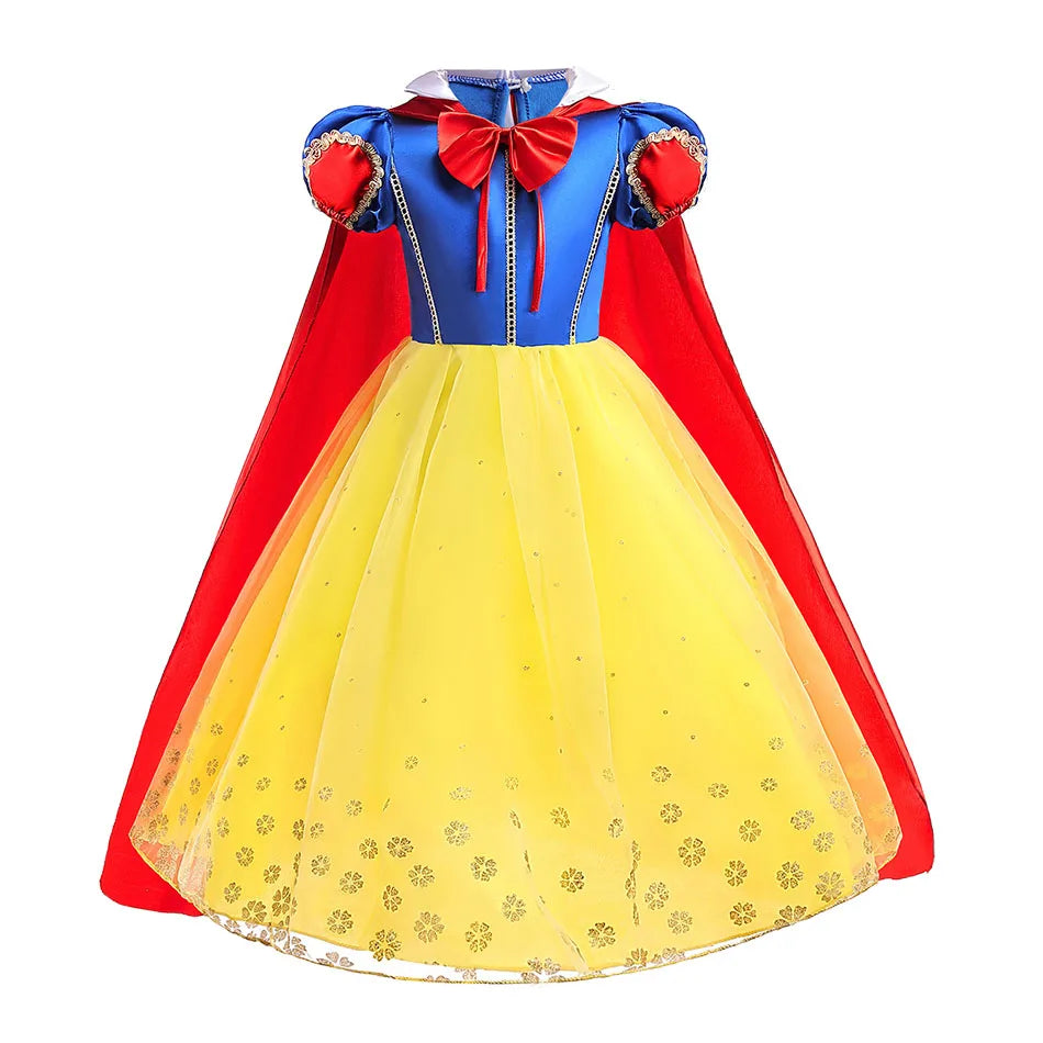 Disney 2024 Girls Costume Snow White Fancy Dress Kids Carnival Christmas Party Princess Children Birthday with Cloak Clothes