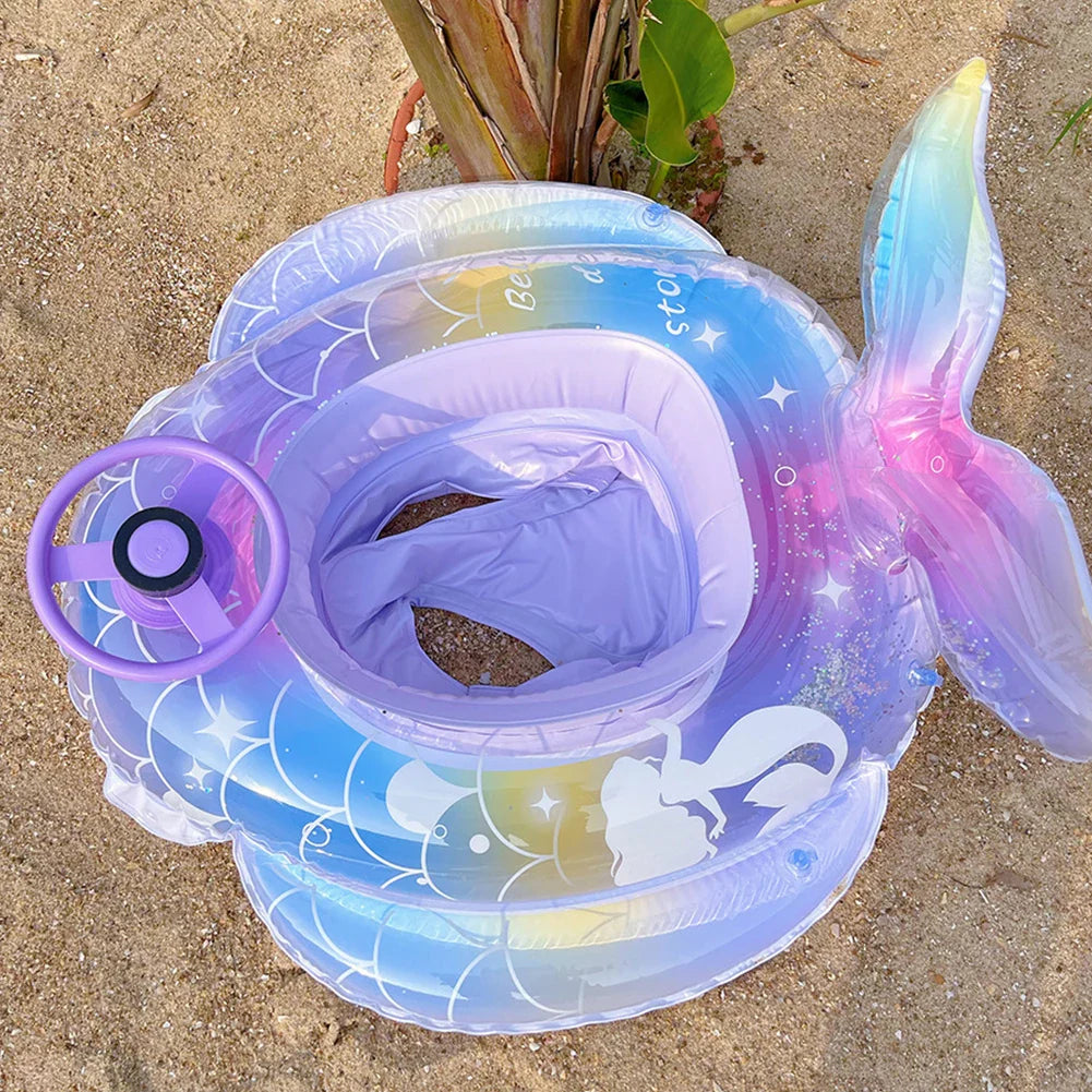 Summer Mermaid Tail Swimming Ring Colorful Inflatable Pool Float Pool Floaties Beach Swimming Party Toys for Kids