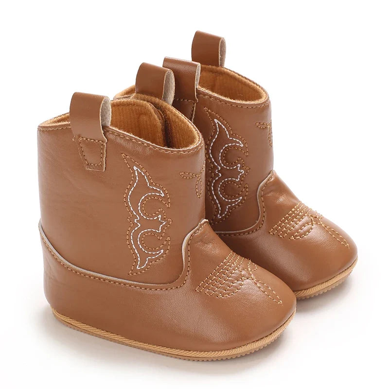 Western Denim Baby Winter Boots, Fashion Warm Casual First Walkers Shoes for Boys Girls 0-18 Months ﻿