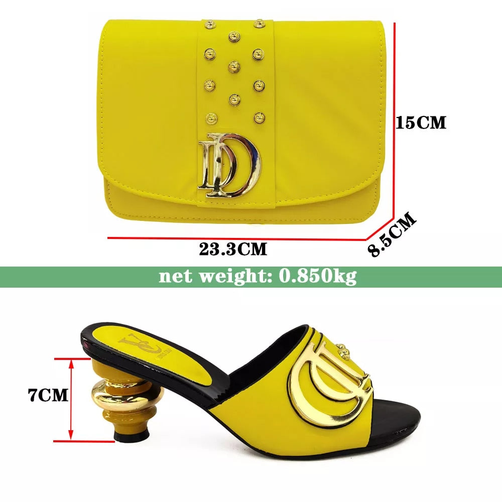 New Arrival - Italian Shoes with Matching Decorated Bags Set with Rhinestones