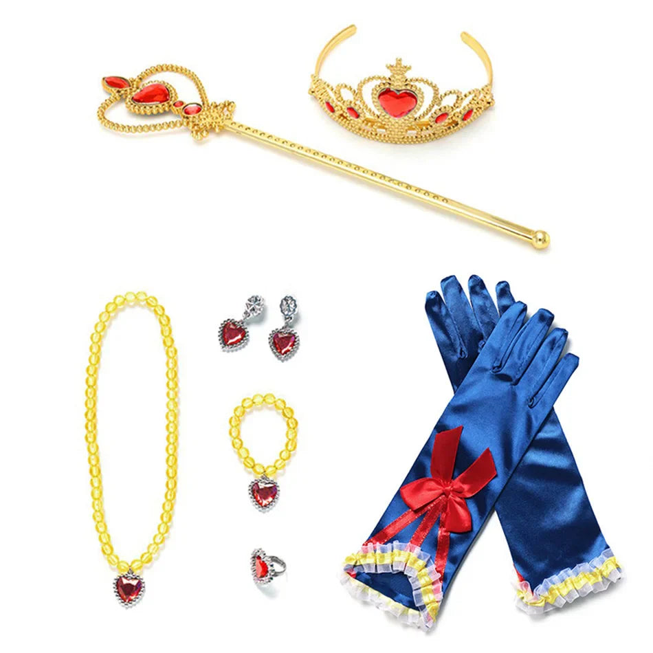 Disney 2024 Girls Costume Snow White Fancy Dress Kids Carnival Christmas Party Princess Children Birthday with Cloak Clothes