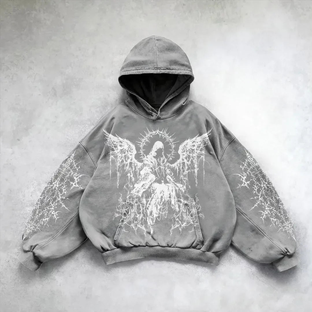 New goth streetwear sweatshirt hoodie demon girl print harajuku y2k tops oversized goth hoodies women couples gothic clothes