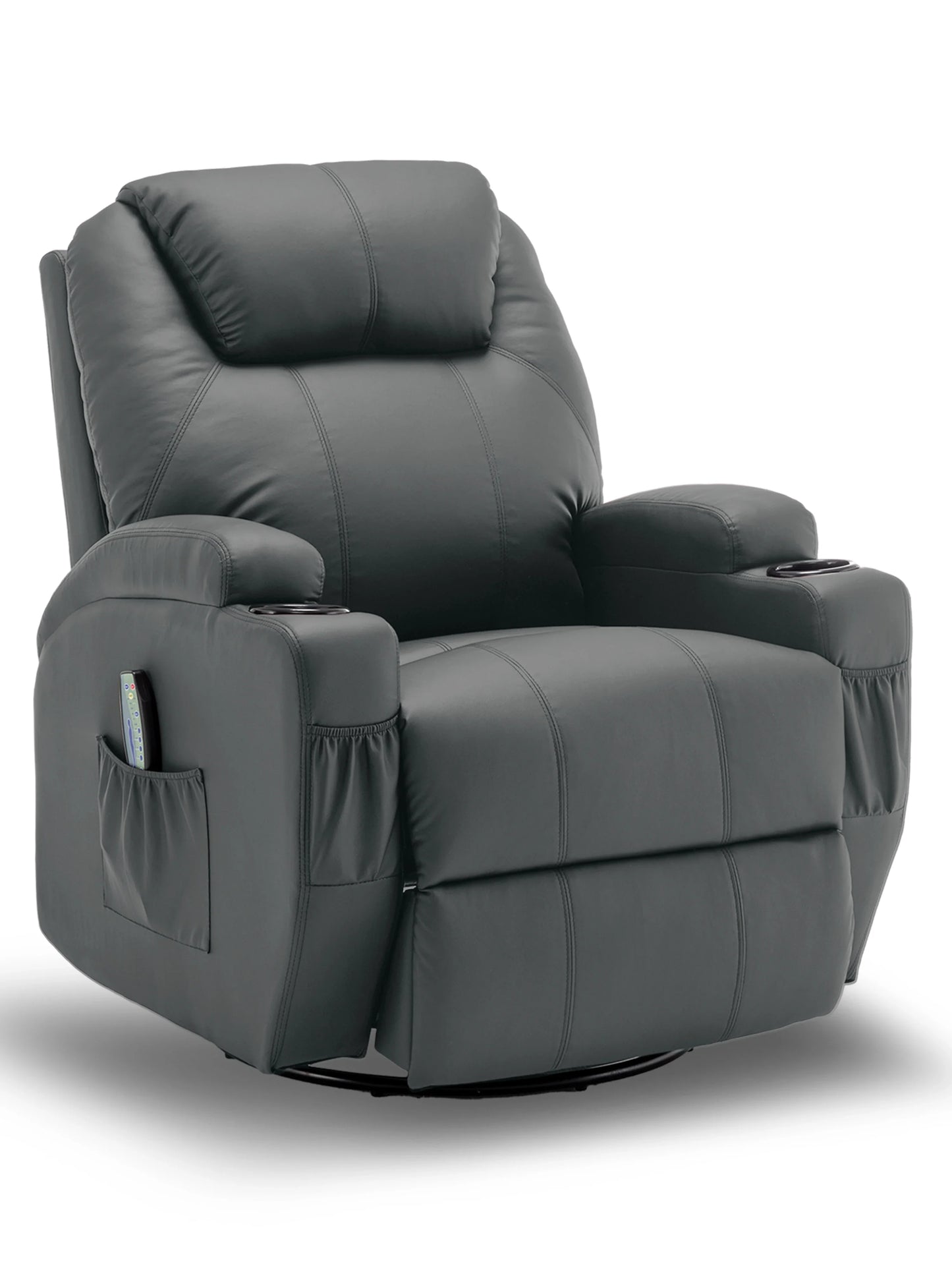Recliner Chair with Massage and Heat, 360° Swivel Rocking Chairs for Adults, Remote Control and Cup Holder for Living Room