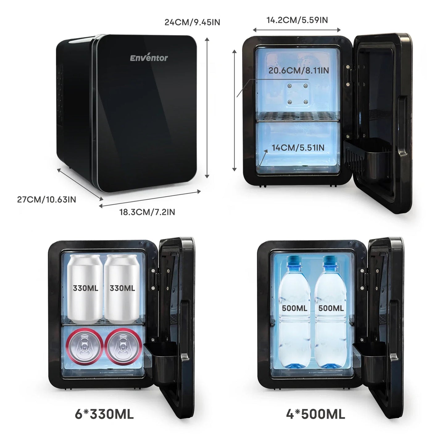 Enventor 4L Mini Refridgerator Portable Car Skincare Fridge Multi-functional Thermoelectric Cooler and Warmer For Summer Camping