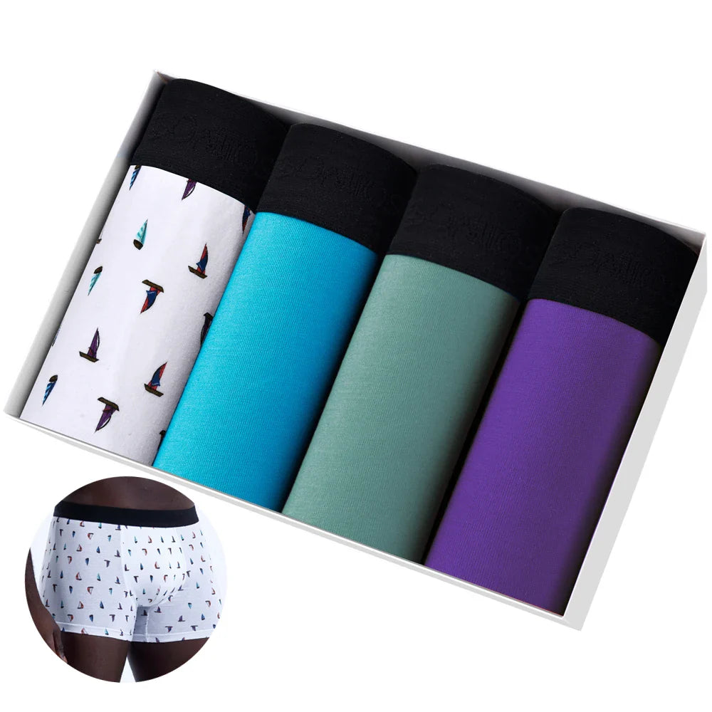 4pcs Boxer Shorts Men's Panties Homme Underpants Boxershorts Underwear for Man Cotton Male Couple Sexy Set Calecon Lot Soft Box