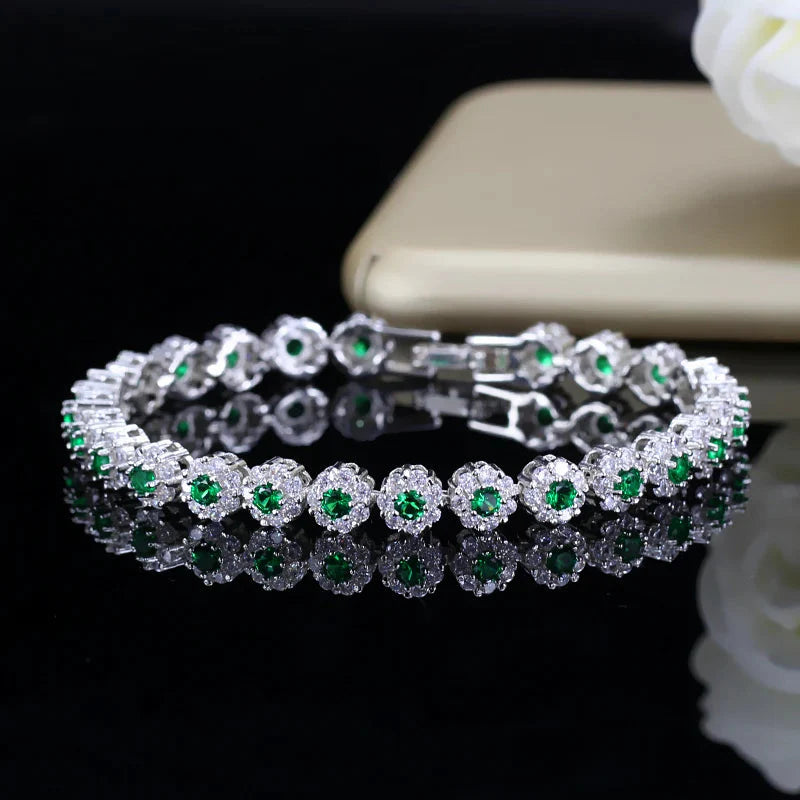 Cubic Zirconia Stone Silver Color Tennis Bracelet