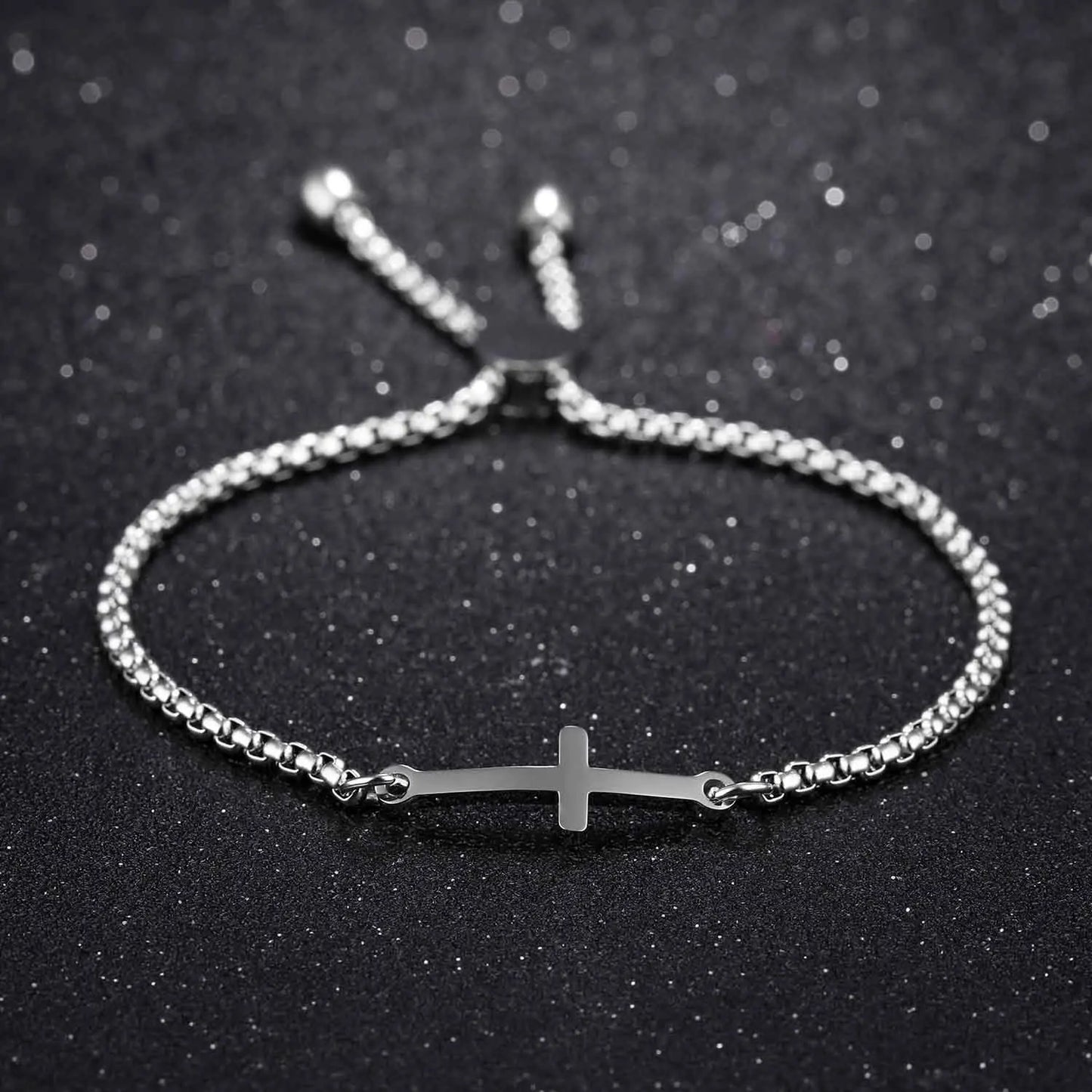 Lokaer Simple Student Cross Bracelet Friendship Jewelry Birthday Gifts Stainless Steel Women's Charm Bracelet Box Chain B17097