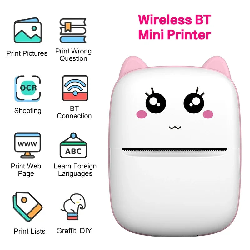 ZWN Portable Bluetooth Mini Printer Mobile Phone Photo Title Note Print Pocket Student Error Label Printer for Children's Gifts