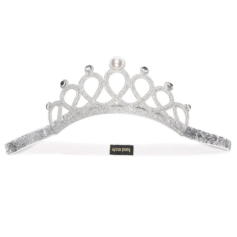 Child Rhinestones Princess Headband Elastic Hair Crown Tiara Accessories Hair Band Accessory Gift