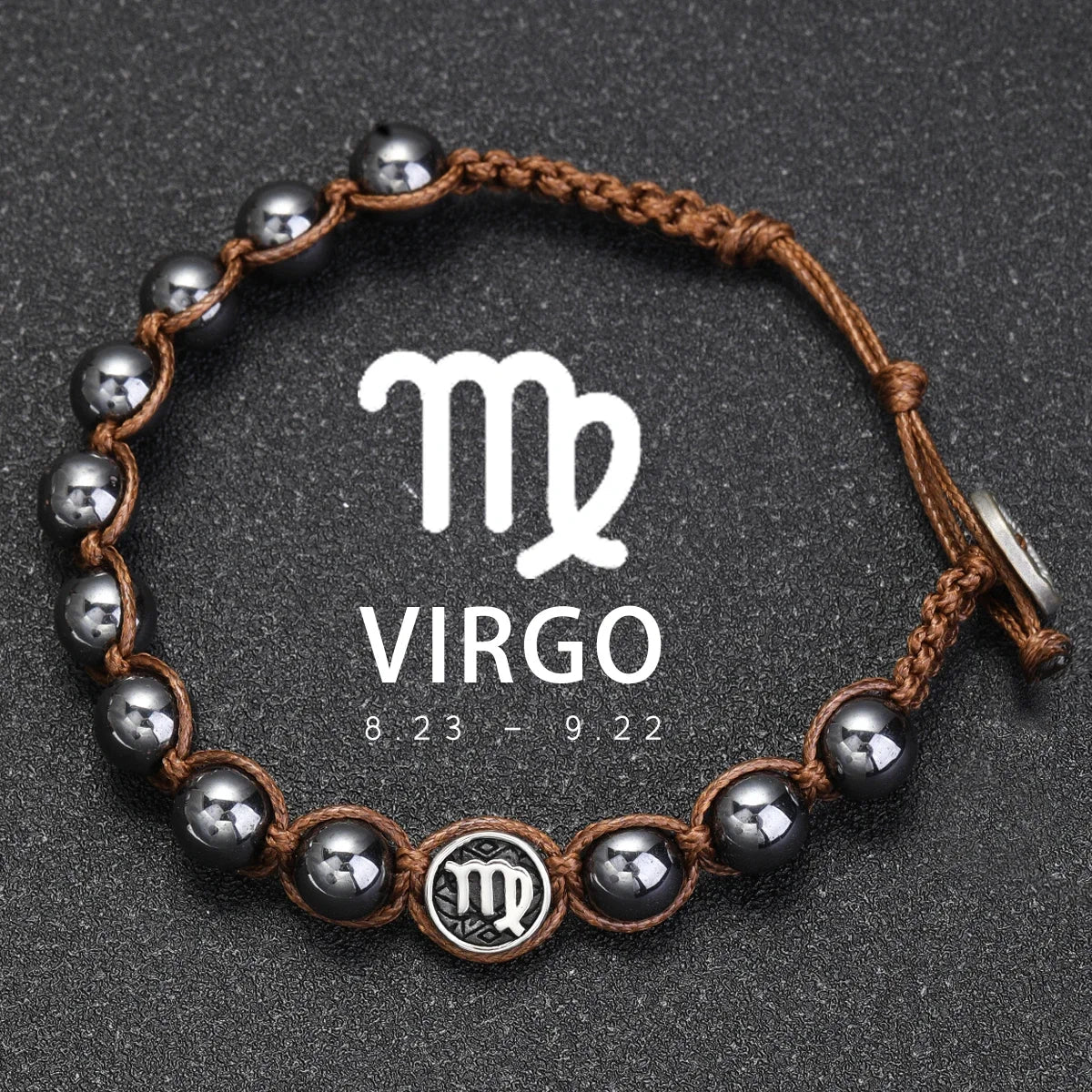 12 Constellation Bracelet Stainless Steel Accessories Handmade Bracelet 8mm Hematite Beads Men's and Women's Bracelet Jewelry