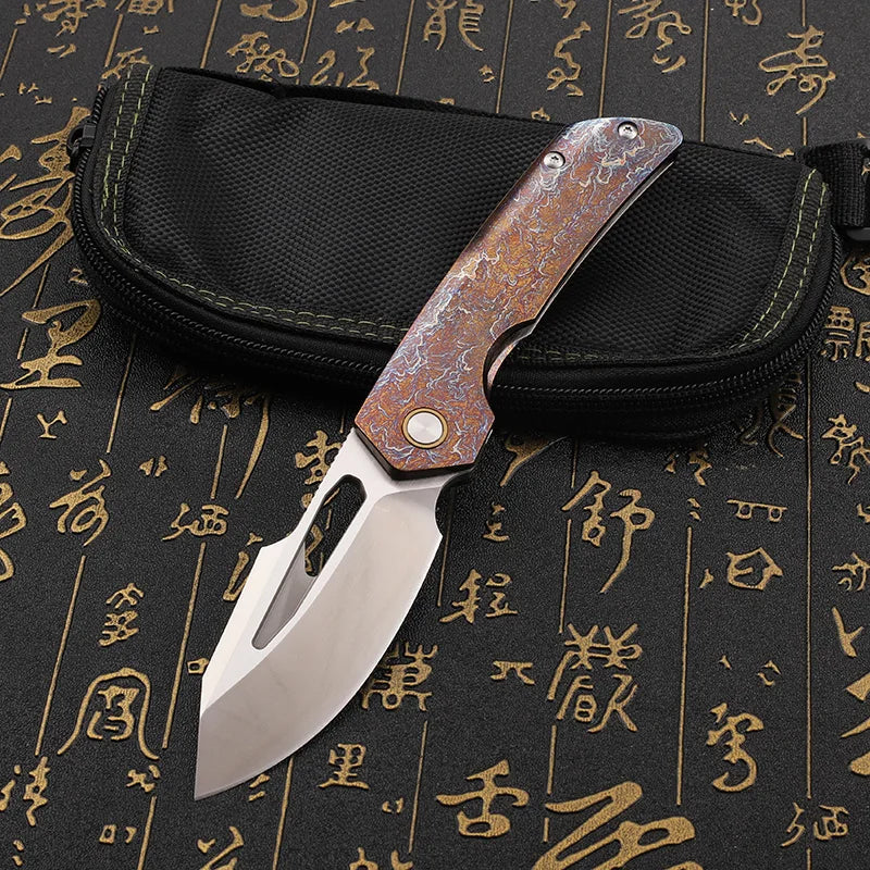 Folding Knife M390 Steel Titanium Alloy Handle Outdoor Survival Camping Portable EDC Collection Tool for Play