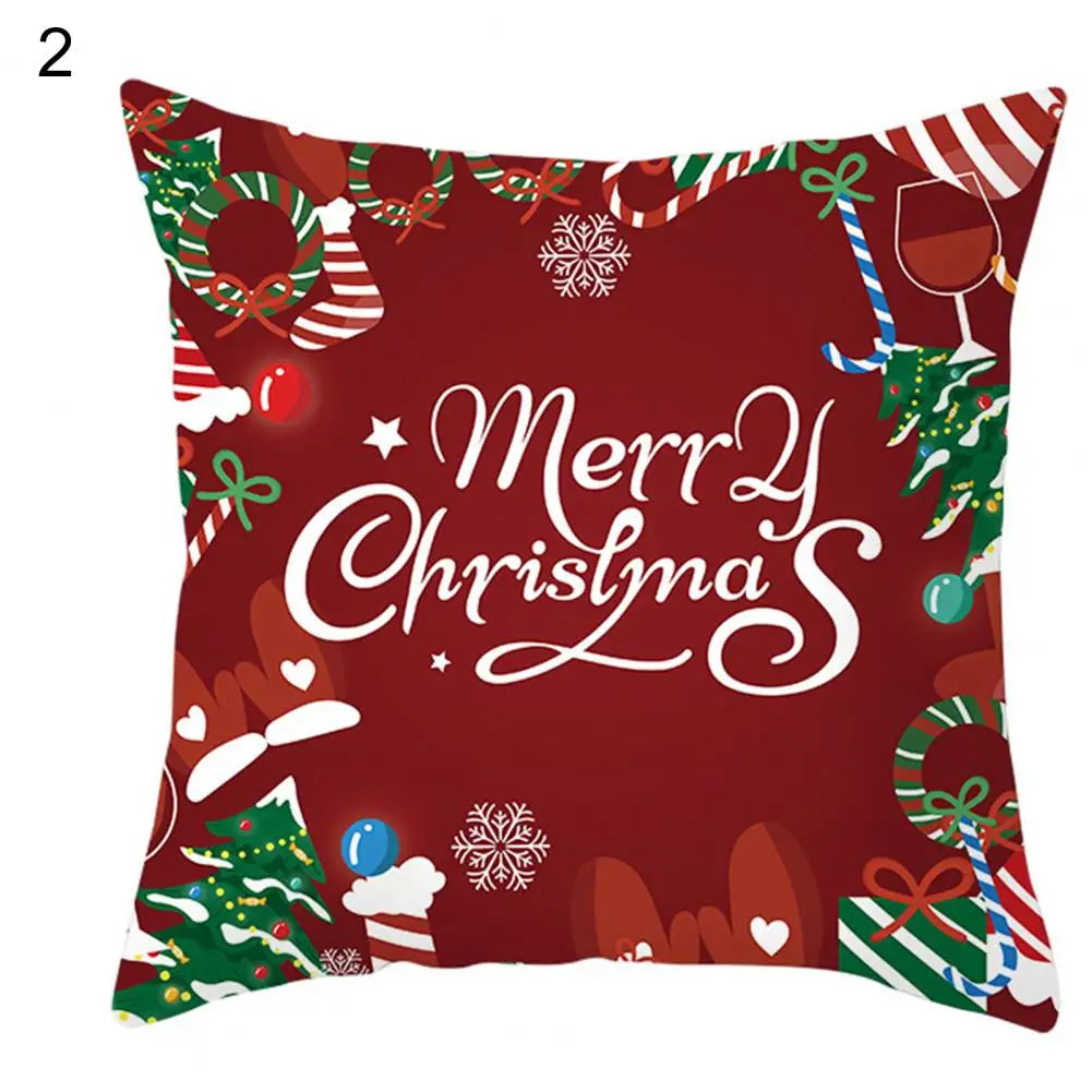 Useful Christmas Pillow Cover Smooth Christmas Pillowcase Breathable Christmas Sofa Chairs Pillow Cover  Skin-friendly