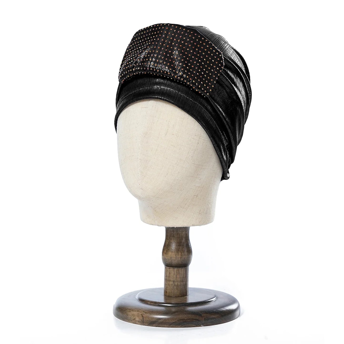 2024 New Glittering Rhinestones Turban Caps for Woman African Women Headtie Muslim Head Wraps Party Headpiece Hat
